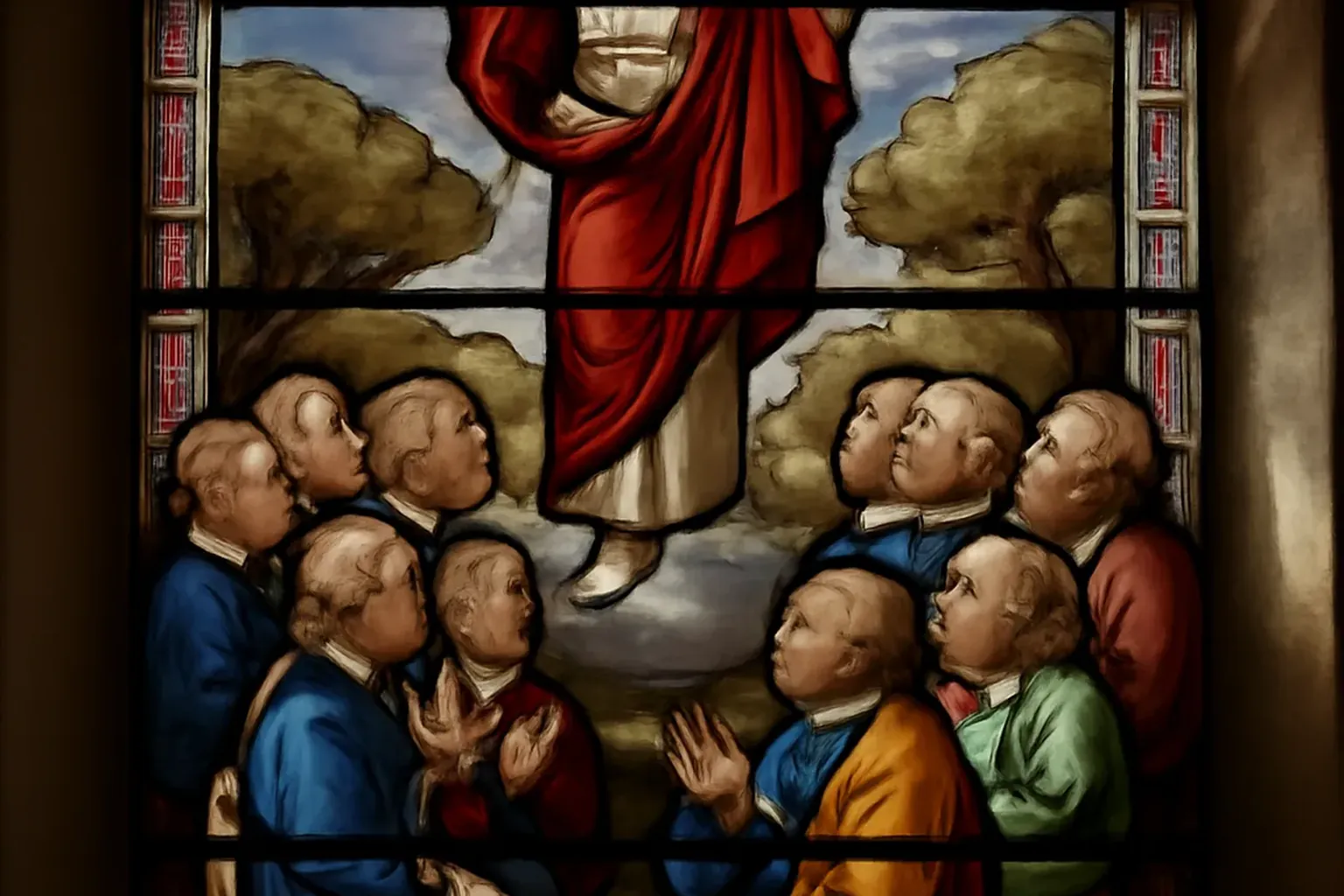 Christ glorifié assis à la droite du Père dans la mandorle céleste — icône byzantine de l'Ascension