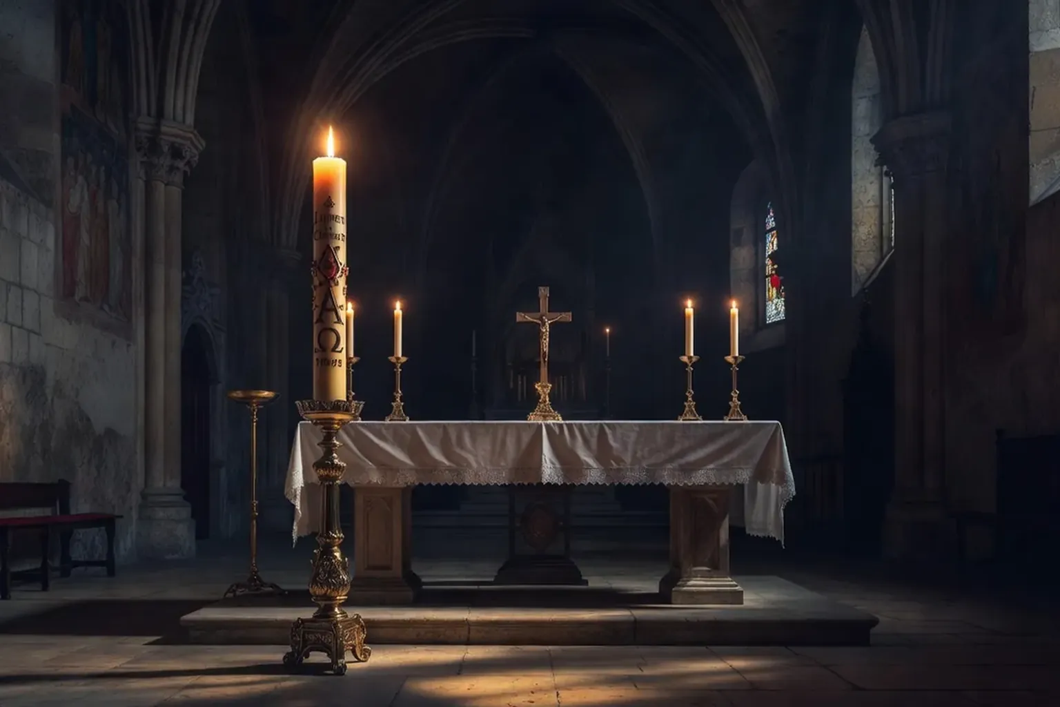 Lavement des pieds pendant la liturgie du Jeudi saint — geste de service rappelant le repas de la Cène