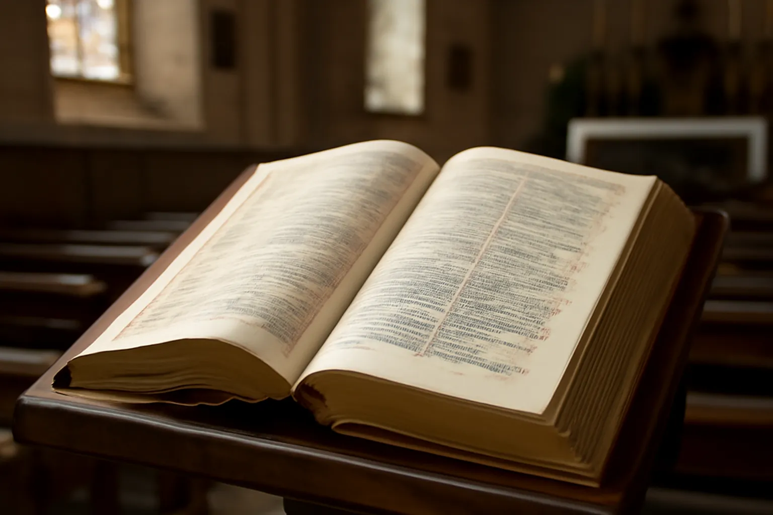 Magazine éditorial catholique — pages d'un livre liturgique ouvert