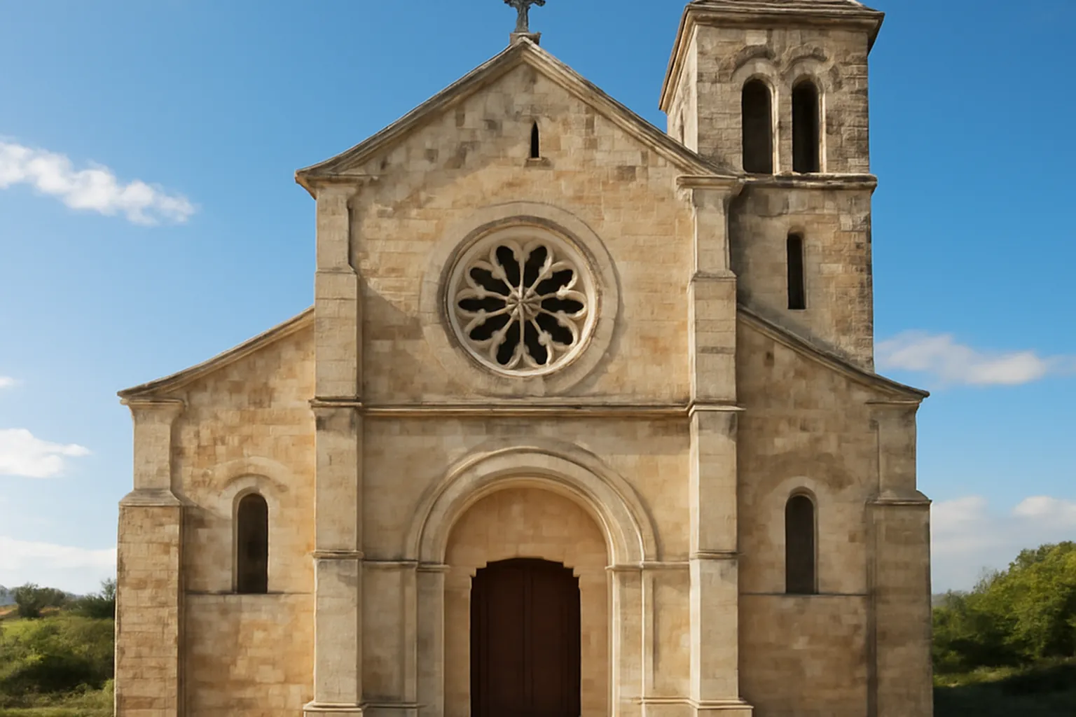 Église catholique de Feyzin — vue d'ensemble depuis le parvis