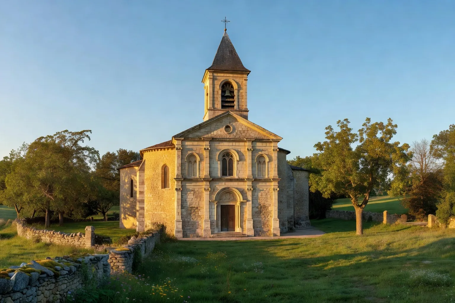 Ensemble pastoral Saint-Fons et Feyzin — façade d'église catholique au matin